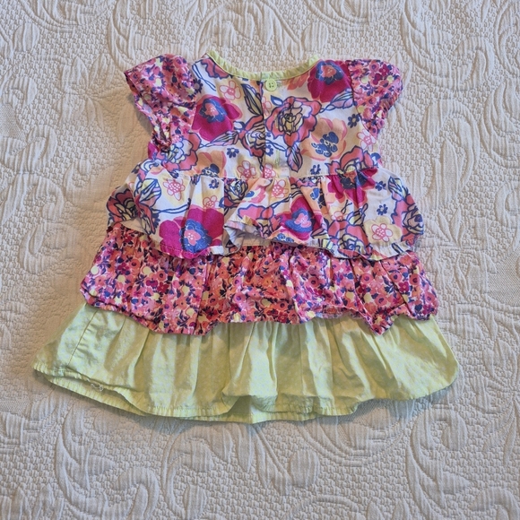 Hanna Andersson girls 70 or 6-12 months 3 tiered cap sleeve pink VGUC - Picture 2 of 5